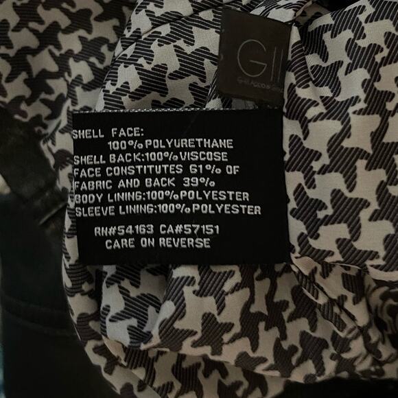 BLACK RIVET FAUX VEGAN LEATHER MOTO BIKER JACKET BLACK ASYMMETRICAL FRONT ZIP L - Picture 10 of 12